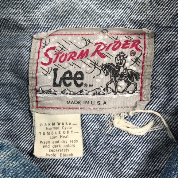 Vintage 70s Lee Storm Rider Denim Jean Jacket Mens Medium Long Fade Distressed - Picture 2 of 16